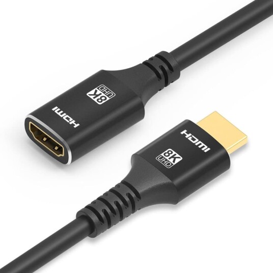 NÖRDIC HDMI skjøtekabel 2m 8K60Hz 4K144 HDMI 2.1 48Gbps Ultra High Speed HDMI