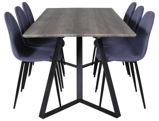 Venture Design Marina & Polar spisegruppe Grå/blå 6 st stoler & bord 180 x 90 cm