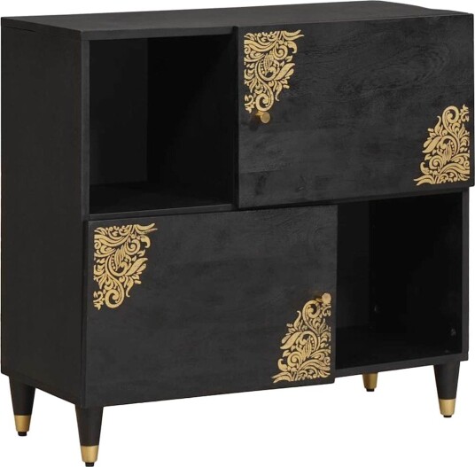 Serviesskap Svart 80 x 33 x 75 cm Massiv mango tre Serviesskap Svart 80 x 33 x 75 cm Massiv mango tre