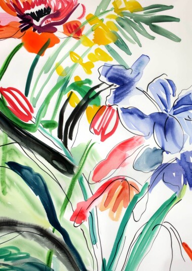 Plakat   Fargerik Blomsterkunst