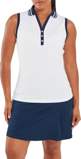 FootJoy Contrast Rib Knit Sleeveless Polo White S