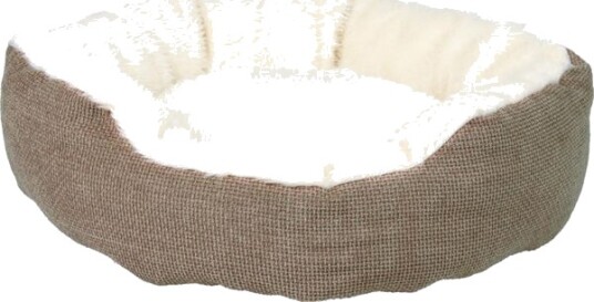 Trixie Yuma 45 cm Hundeseng og Katteseng - Myk Fleece i Hvit og Brun Trixie Yuma 45 cm Hundeseng og Katteseng - Myk Fleece i Hvit og Brun