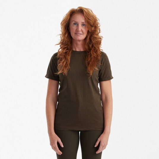Deerhunter Ladies Basic 2 pack T shirt Brown Leaf melange 38