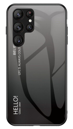 INCOVER Samsung Galaxy S23 Ultra Glass Bakdeksel - Hello - Grå / Svart