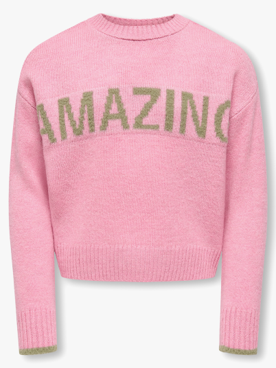 Kids Only Amour Long Sleeve Oneck Pullover Knit Rosa 110/116