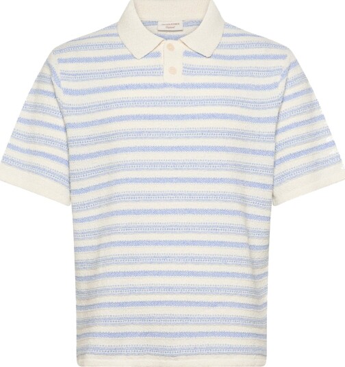 Jack & Jones Jorhyeres Knit Stripe Polo   Cream   S