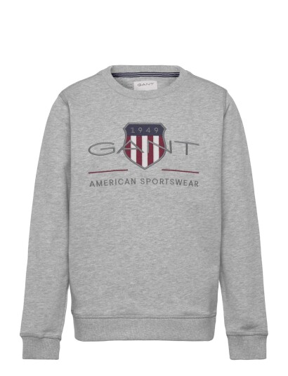 Gant Kids Archive Shield Crew Neck Sweatshirt   Grey   140