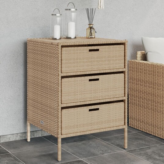 Putekasse beige 55x59x80 cm polyrotting 365554