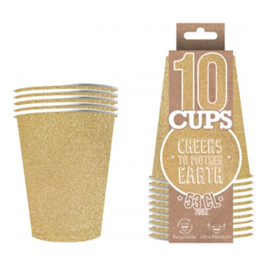 Original Cup Partykopper Glitrende Gull - 10-pakning Original Cup Partykopper Glitrende Gull - 10-pakning