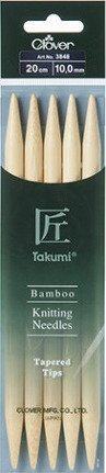 Clover Takumi Strømpepinner Bambus 20 cm 10.00 mm