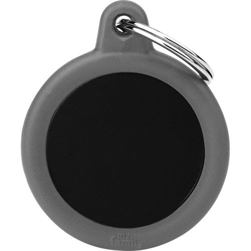 Myfamily Hushtag Sirkel Id Tag-Aluminium Med Plast Kant Svart/Grå