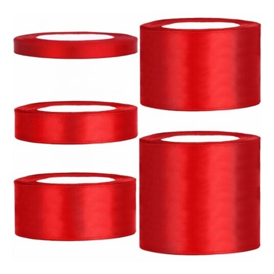 PartyDeco Satengbånd Rødt - 100mm x 25m PartyDeco Satengbånd Rødt - 100mm x 25m