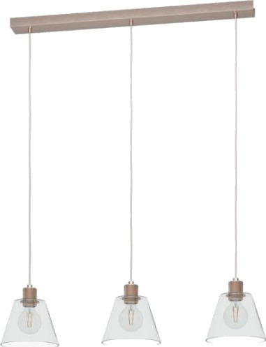 Eglo Copley Langbord Hengelampe I Roségull Med Klare Glasskjermer 3L