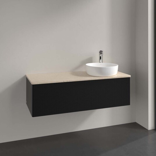 Villeroy & Boch Antao Servantskap med 1 skuff 120x50x36 cm u/lys Sort Matt/Crème Villeroy & Boch Antao Servantskap med 1 skuff 120x50x36 cm u/lys Sort Matt/Crème