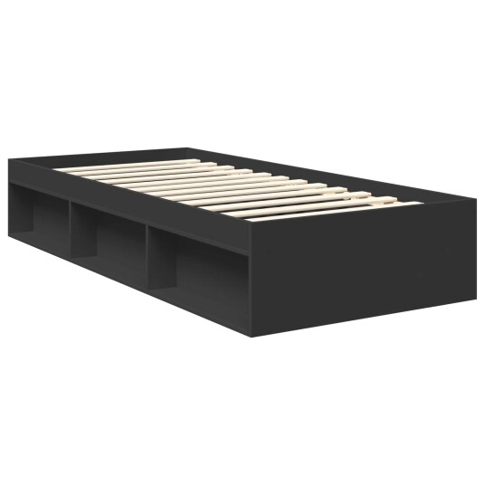 Sengestamme med hodegjerde Svart 90 x 200 cm Massiv furu Sengestamme med hodegjerde Svart 90 x 200 cm Massiv furu