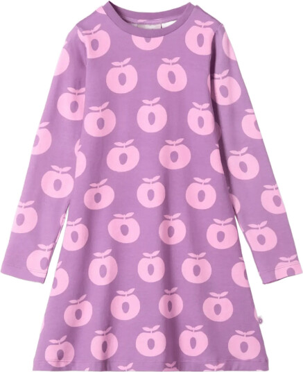 Småfolk Gala Dress With Apples Purple 98 104