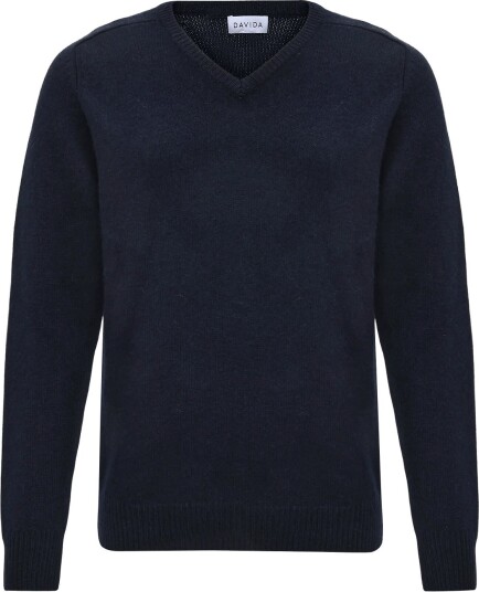 Davida Cashmere Man Chunky V Neck   NAVY   M