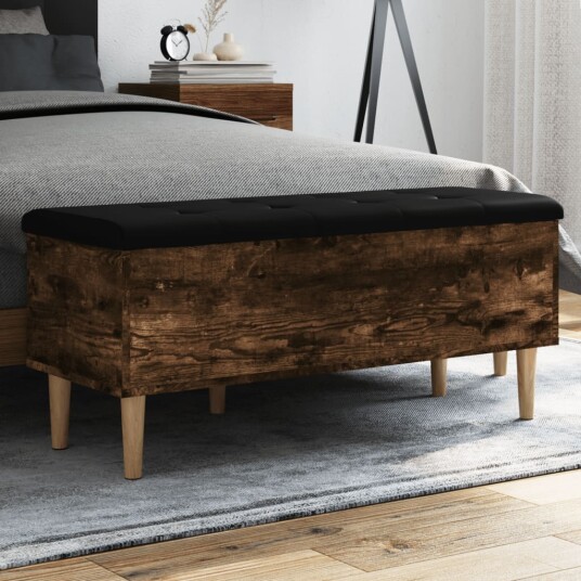 Oppbevaringsbenk røkt eik 102x42x46 cm konstruert tre 8721012162891