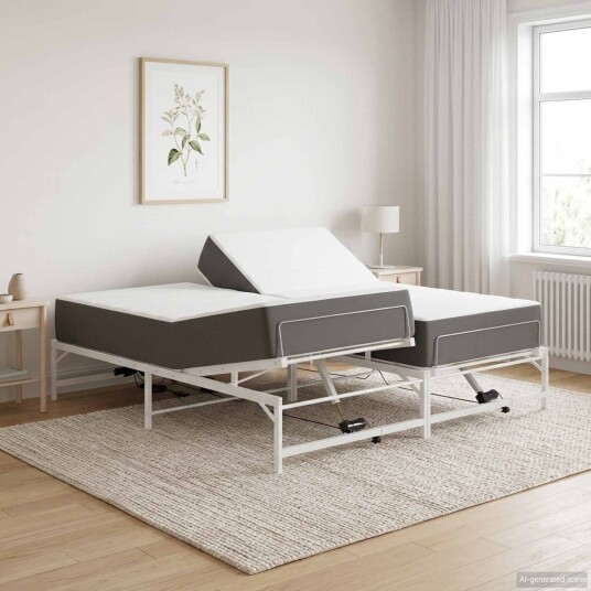 vidaXL Elektrisk Justerbar Seng Ramme Hvit 200 x 200 cm Stål