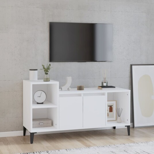 vidaXL TV-benk hvit 100x35x55 cm konstruert tre