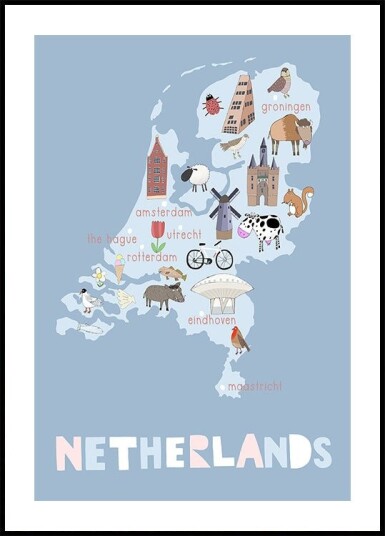 The Netherlands Illustration by Artist Carla Daly Poster Plakat / 70x100cm