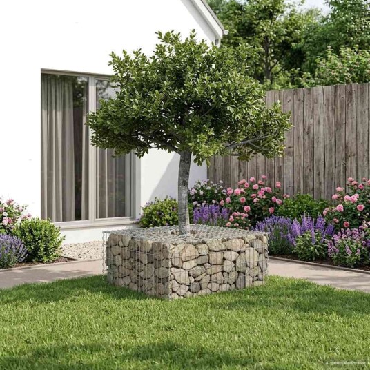 vidaXL Gabion hevet seng 100 x 100 x 40 cm Galvanisert Stål sølv