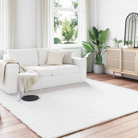 Kunstpels Kanin Teppe Olite Hvit 240 x 240 cm Polyester