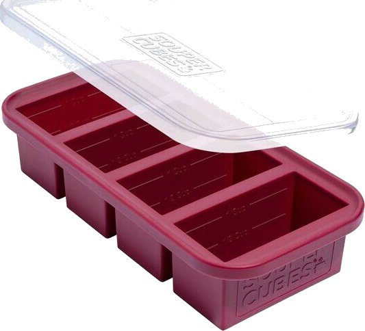 Souper Cubes   Matoppbevaring m/lokk silikon 1 cup 4x250 ml cranberry