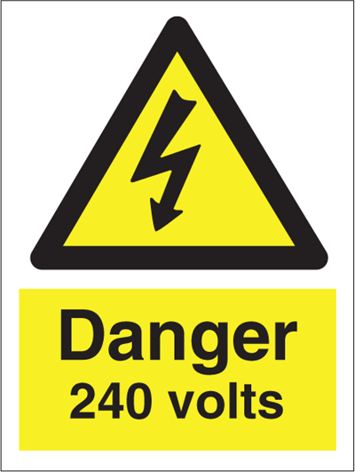 Jo Safety Danger 240 Volts IMO Hazard and Warning sign 107036
