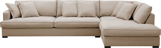 Rossita Lyx 4 seters Høyrevendt L formet Extra Dyp Sjeselongsofa i Stoff Beige Stoff Rossita Lyx 4 seters Høyrevendt L formet Extra Dyp Sjeselongsofa i Stoff Beige Stoff
