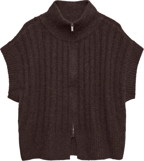 Vero Moda Vmbang Rib Sl Highneck Zipper Vest Noos Brown S