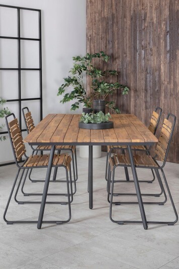 Venture Home   Spisegruppe Chan med 4 stk spisestoler Bois   Brun