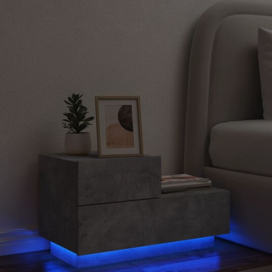 Nattbord med LED betonggrå 70x36x40,5 cm 8721012253643