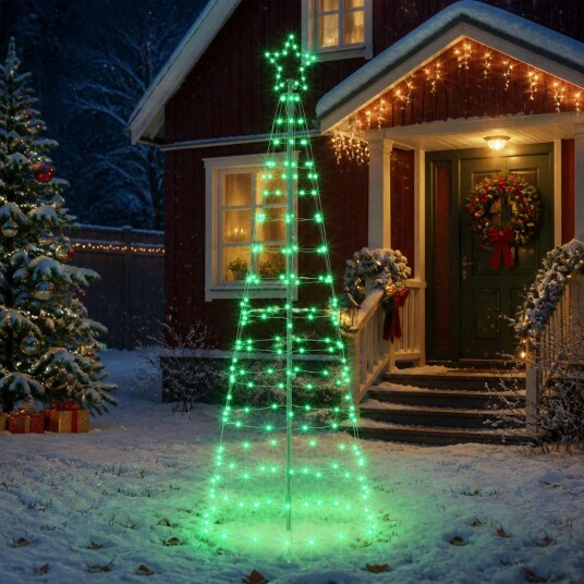 vidaXL LED juletre 180 cm 168 LED-lys Flerfarget Stål Svart