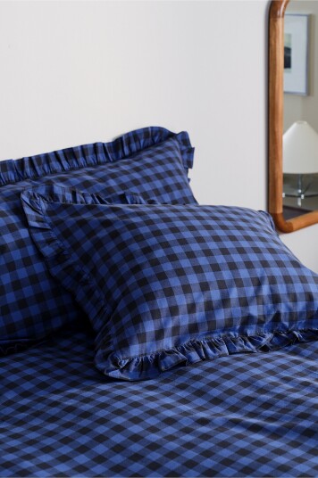 Jotex Frill Putetrekk Med Volangen Økologisk 50x60 Cm Mørkeblå/ lyseblå LAUREN 19524960905