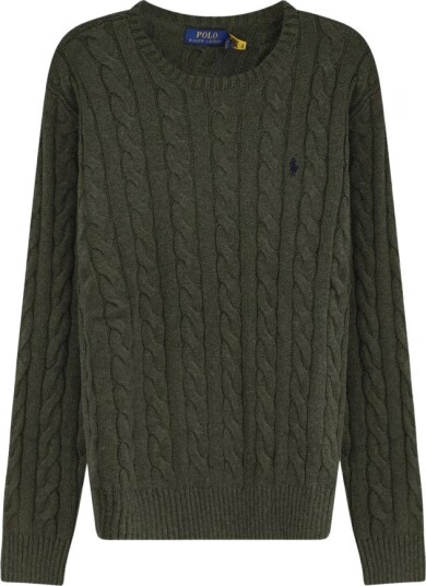 Polo Ralph Lauren Cable Knit Cotton Sweater OLIVE SHRUB HEATH L Polo Ralph Lauren Cable Knit Cotton Sweater OLIVE SHRUB HEATH L