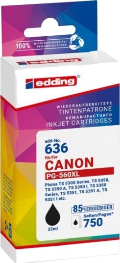 Edding EDD 636 svart blekkpatron 22 ml