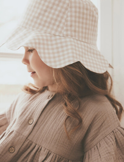 Huttelihut Bucket Sun Hat Check   Upf 50+   Beige   52\2 4Y