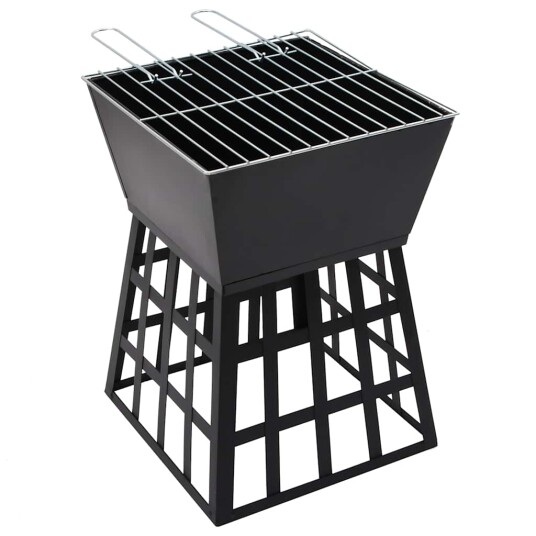 vidaXL 2 i 1 bålfat og grill 34x34x48 cm stål vidaXL 2 i 1 bålfat og grill 34x34x48 cm stål