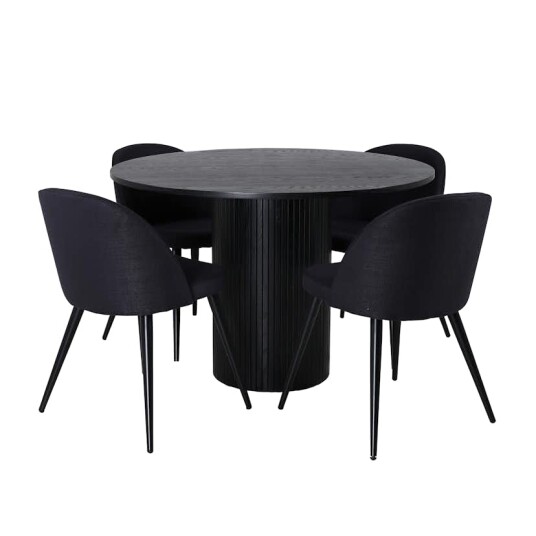 Venture Home Spisegruppe Venture Home Bianca Rund Sort med 4 Valentina Stoler GR22234