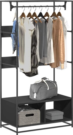 Garderobe svart 90x50x180 cm konstruert tre 8721102843532 Garderobe svart 90x50x180 cm konstruert tre 8721102843532