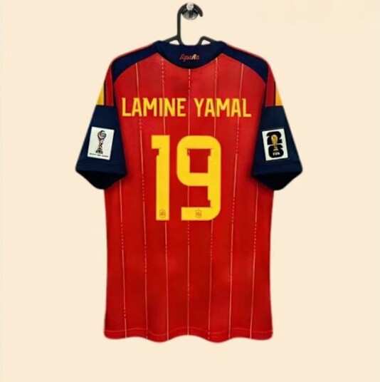 2026 VM i USA Canada Mexico Spania landslag hjemmedrakt nr. 19 LAMINE YAMAL Fan Edition trøye