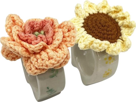 Seasons Summer Collection Serviettring Porselen m/Heklet Blomst 2pk Gul/Oransje