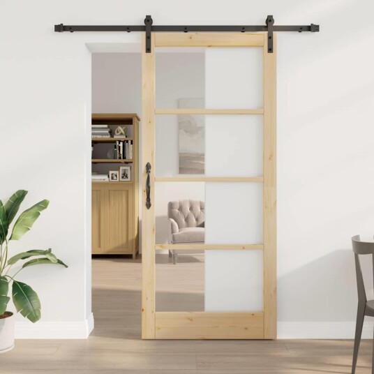 vidaXL Skyvedør med utstyrsett 'ORKDAL'Solid tre og glass vidaXL Skyvedør med utstyrsett 'ORKDAL'Solid tre og glass