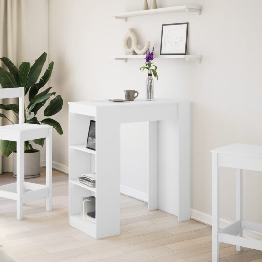 Barbord med stativer hvit 95x47x103,5 cm konstruert tre 8721158386700 Barbord med stativer hvit 95x47x103,5 cm konstruert tre 8721158386700