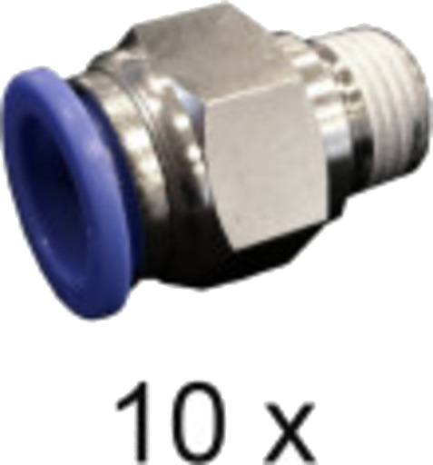 Adapter 1/4". Innstikkskobling 12 mm. Hunn. Pakke med 10 stk.