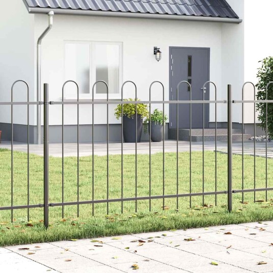 Hagegjerde med Bue Topp Grå 13,6x1,2 m i Stål