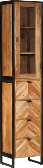 Baderomsskap 40x27x190 cm jern og heltre akasie