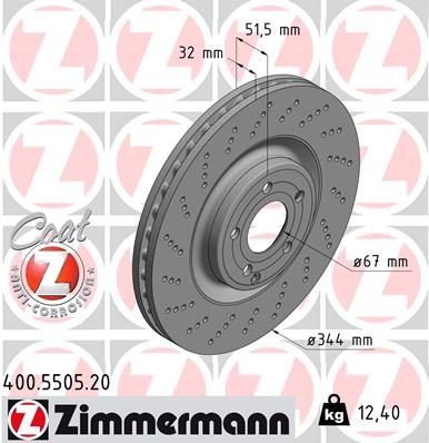 Bremseskive ZIMMERMANN 400.5505.20 Bremseskive ZIMMERMANN 400.5505.20