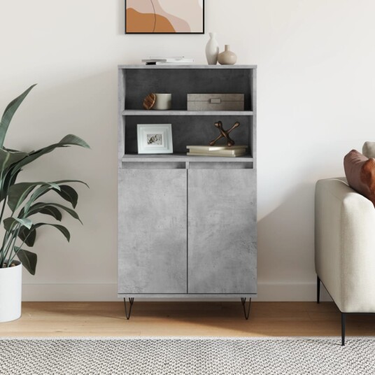 vidaXL Highboard betonggrå 60x36x110 cm konstruert tre
